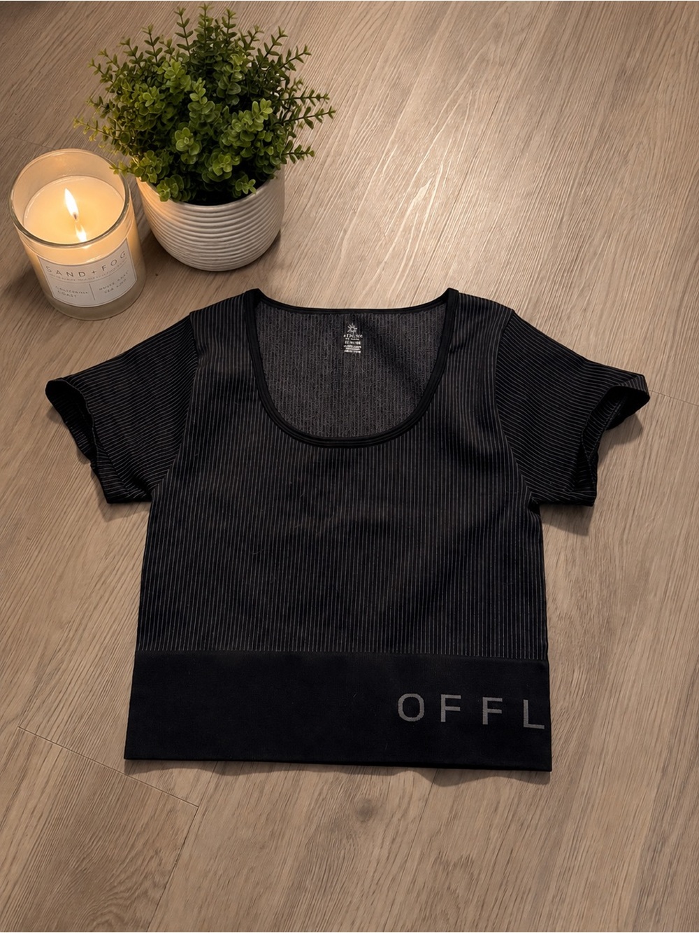 Offline by aerie  Black Ribbed Crop Top - Women's Short Sleeve Tee